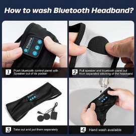 Sleep Headphones Bluetooth Headband Wireless Music Eye Mask Thin Stereo Speakers Mic Handsfree Music Earbuds for Side Sleepers Running Insomnia Travel Yoga Sleeping Band
