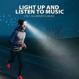 M1-BL LED Bluetooth Music Hat Wireless Call Night Running Hat LED Bluetooth 5.0 Warm Hat Winter Warm Beanie Cap Wireless Outdoor Sport Headset Stereo Music Headphone for Christmas Gift
