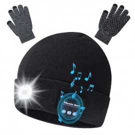 M1-BL LED Bluetooth Music Hat Wireless Call Night Running Hat LED Bluetooth 5.0 Warm Hat Winter Warm Beanie Cap Wireless Outdoor Sport Headset Stereo Music Headphone for Christmas Gift
