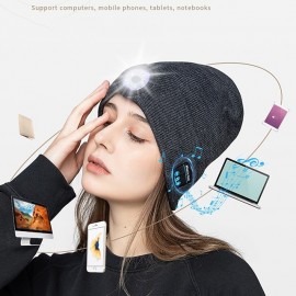 M1-BL LED Bluetooth Music Hat Wireless Call Night Running Hat LED Bluetooth 5.0 Warm Hat Winter Warm Beanie Cap Wireless Outdoor Sport Headset Stereo Music Headphone for Christmas Gift
