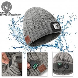 Bluetooth Beanie Wireless Hat LED Light Knitted Hat Bluetooth 5.2 Earbuds Warm Men Women Hat Winter Warm Beanie Wireless Outdoor Sport Headset Stereo Music Headphone for Christmas Gift
