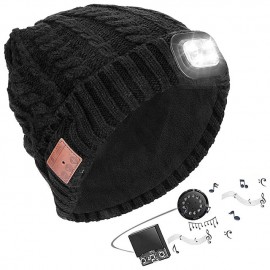 Bluetooth Beanie Wireless Hat LED Light Knitted Hat Bluetooth 5.2 Earbuds Warm Men Women Hat Winter Warm Beanie Wireless Outdoor Sport Headset Stereo Music Headphone for Christmas Gift
