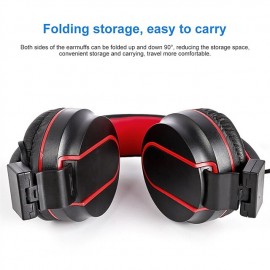 Wired Foldable Portable HiFi Stereo Headphone Heavy Bass Gaming Headset with Mic Noise Cancelling Headphones
