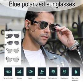 New Smart Glasses Headphones, Retro Polarized Eyeglasses Bluetooth Anti-blue Glasses Headset, Voice Call HIFI Noise Reduction Outdoor Sport Headset
