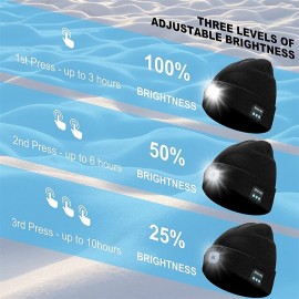 Sleep Headphones Wireless Bluetooth Beanie Hat with Light LED Cap with Headphones Built-in Stereo Speakers & Mic Tech Gift for Men Women Dad
