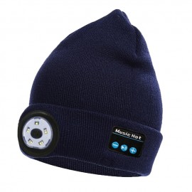 Bluetooth Beanie Hat with Lights Microphones Rechargeable Headlamp Cap Wireless Headphones Gifts for Men Women Dad Teen
