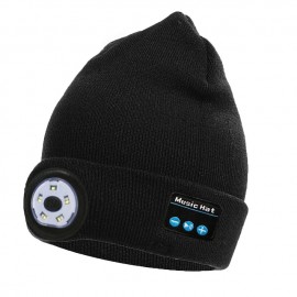 Bluetooth Beanie Hat with Lights Microphones Rechargeable Headlamp Cap Wireless Headphones Gifts for Men Women Dad Teen
