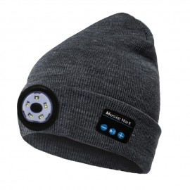 Bluetooth Beanie Hat with Lights Microphones Rechargeable Headlamp Cap Wireless Headphones Gifts for Men Women Dad Teen
