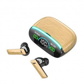 M46 TWS Bluetooth 5.3 Earphone with Mic Wireless Headphones HiFi Stereo Ear Buds Noise Reduction Headset with Exquisite Wood Grain Charging Case

