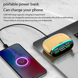 M46 TWS Bluetooth 5.3 Earphone with Mic Wireless Headphones HiFi Stereo Ear Buds Noise Reduction Headset with Exquisite Wood Grain Charging Case
