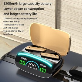 M46 TWS Bluetooth 5.3 Earphone with Mic Wireless Headphones HiFi Stereo Ear Buds Noise Reduction Headset with Exquisite Wood Grain Charging Case

