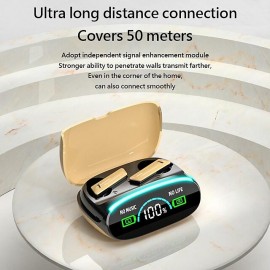 M46 TWS Bluetooth 5.3 Earphone with Mic Wireless Headphones HiFi Stereo Ear Buds Noise Reduction Headset with Exquisite Wood Grain Charging Case
