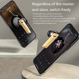 M46 TWS Bluetooth 5.3 Earphone with Mic Wireless Headphones HiFi Stereo Ear Buds Noise Reduction Headset with Exquisite Wood Grain Charging Case
