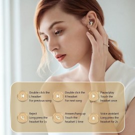 M46 TWS Bluetooth 5.3 Earphone with Mic Wireless Headphones HiFi Stereo Ear Buds Noise Reduction Headset with Exquisite Wood Grain Charging Case
