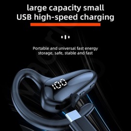 YX02 Bone Conduction Bluetooth 5.3 Earphone Hook Ear Business Wireless Headhpone Mini Single Ear Sports Headset for Handsfree phones
