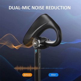 Dual-Mic AI Noise Cancelling Bluetooth Headset for Cell Phones, 30Hrs HD Talktime 10 Days Standby Wireless Bluetooth Earpiece IPX6 Waterproof Ultra-Light Wireless Headset Truckers/Office/Business
