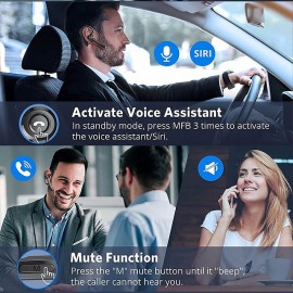 Dual-Mic AI Noise Cancelling Bluetooth Headset for Cell Phones, 30Hrs HD Talktime 10 Days Standby Wireless Bluetooth Earpiece IPX6 Waterproof Ultra-Light Wireless Headset Truckers/Office/Business
