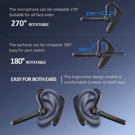 Dual-Mic AI Noise Cancelling Bluetooth Headset for Cell Phones, 30Hrs HD Talktime 10 Days Standby Wireless Bluetooth Earpiece IPX6 Waterproof Ultra-Light Wireless Headset Truckers/Office/Business
