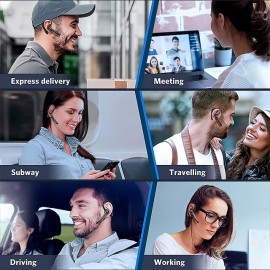 Dual-Mic AI Noise Cancelling Bluetooth Headset for Cell Phones, 30Hrs HD Talktime 10 Days Standby Wireless Bluetooth Earpiece IPX6 Waterproof Ultra-Light Wireless Headset Truckers/Office/Business
