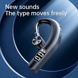 Bluetooth 5.2 Earphone Wireless Earhook LED Display Headphone Car Headset w/ Mic
