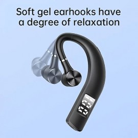 Bluetooth 5.2 Earphone Wireless Earhook LED Display Headphone Car Headset w/ Mic
