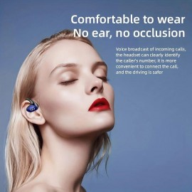 Single Ear Hook Earbud Bluetooth Headphones Single air Conduction Earphone Wireless Headset with Micphone Waterproof Hands-Free Cell Phones Earpiece
