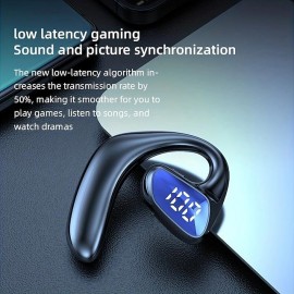 Single Ear Hook Earbud Bluetooth Headphones Single air Conduction Earphone Wireless Headset with Micphone Waterproof Hands-Free Cell Phones Earpiece
