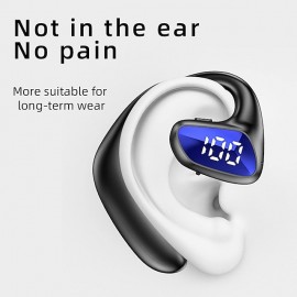 Single Ear Hook Earbud Bluetooth Headphones Single air Conduction Earphone Wireless Headset with Micphone Waterproof Hands-Free Cell Phones Earpiece
