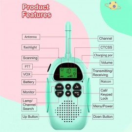 2PCS 3-5km Range Two Way Long Range Walkie Talkies Radio Interphone Toys for Children Kids Outdoor Walking Camping Gifts
