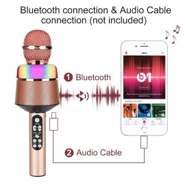 Portable Wireless Bluetooth Karaoke Microphone Home KTV Handheld Microphone Multifunctional Music Speaker Record Microphones for IOS Android Phone Computer
