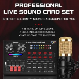 Multifunctional Bluetooth Live Sound Card Intelligent Audio Mixer Sound Card Voice Changer Sound Mixer Board for Computers And Mobilephone Live Sound
