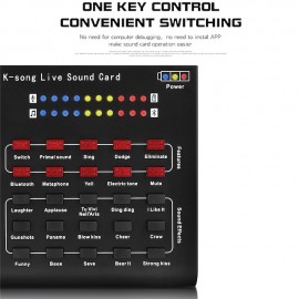 Multifunctional Bluetooth Live Sound Card Intelligent Audio Mixer Sound Card Voice Changer Sound Mixer Board for Computers And Mobilephone Live Sound
