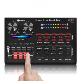 Multifunctional Bluetooth Live Sound Card Intelligent Audio Mixer Sound Card Voice Changer Sound Mixer Board for Computers And Mobilephone Live Sound
