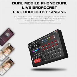 Multifunctional Bluetooth Live Sound Card Intelligent Audio Mixer Sound Card Voice Changer Sound Mixer Board for Computers And Mobilephone Live Sound
