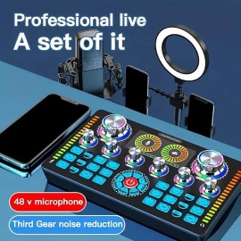 Professional Studio Condenser Microphone&G3 Live Sound Mixer/voice Converter/audio Interface/audio Mixer For Streaming/gaming/recording/singing/iktok/YouTube/PC/computer
