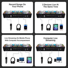 Professional Studio Condenser Microphone&G3 Live Sound Mixer/voice Converter/audio Interface/audio Mixer For Streaming/gaming/recording/singing/iktok/YouTube/PC/computer

