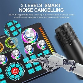 Professional Studio Condenser Microphone&G3 Live Sound Mixer/voice Converter/audio Interface/audio Mixer For Streaming/gaming/recording/singing/iktok/YouTube/PC/computer
