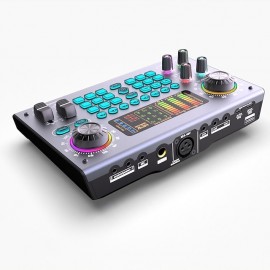 C100 Professional 48V Podcasting Equipment Kit with Voice Conversion Soundcard with Various Sound Effects and LED Lights Great for use in podcasting.