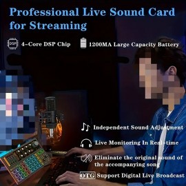 Professional Audio Mixer K300 Live Sound Card And Audio Interface Sound Board With Multiple DJ Mixer Effects Voice Changer And LED Light Prefect For
