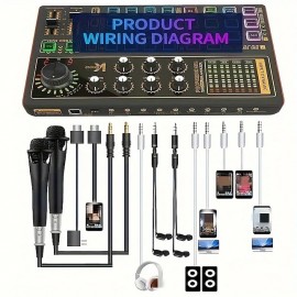 Professional Audio Mixer K300 Live Sound Card And Audio Interface Sound Board With Multiple DJ Mixer Effects Voice Changer And LED Light Prefect For
