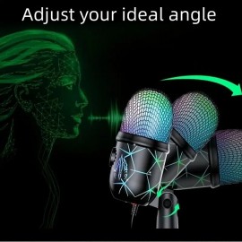 RGB Condenser Microphone with Noise Reduction - Perfect for Computer Dubbing Live Streaming and Gaming!
