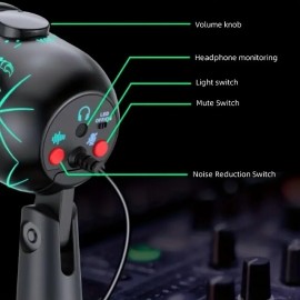 RGB Condenser Microphone with Noise Reduction - Perfect for Computer Dubbing Live Streaming and Gaming!
