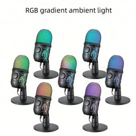 RGB Condenser Microphone with Noise Reduction - Perfect for Computer Dubbing Live Streaming and Gaming!
