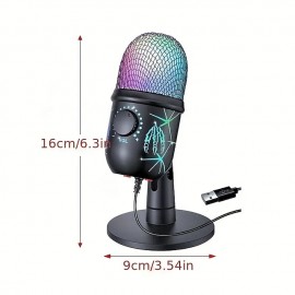 RGB Condenser Microphone with Noise Reduction - Perfect for Computer Dubbing Live Streaming and Gaming!

