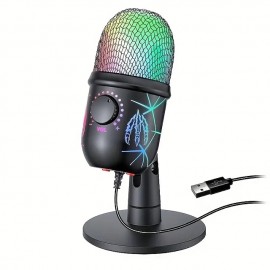 RGB Condenser Microphone with Noise Reduction - Perfect for Computer Dubbing Live Streaming and Gaming!
