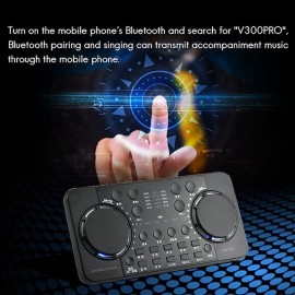 V300 PRO Sound Card 10 Sound Effects Bluetooth Noise Reduction O Mixers Headset Mic Voice Control for Phone PC Portable
