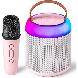 Mini Karaoke Machine with 1 Wireless Microphones for Kids Adults Portable Bluetooth Speaker Toy for Girls and Boys 2 4 5 6 7 8 9 10 12 Year Old Girl Birthday Gift Home Party Ideas

