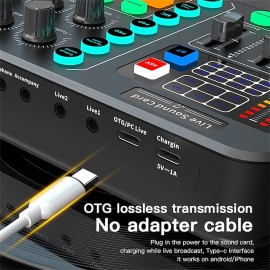 M6 Sound Card Audio Mixer Voice Changer Device External Table for USB Headset Mic Mobile Computer PC Live Broadcast Game Music
