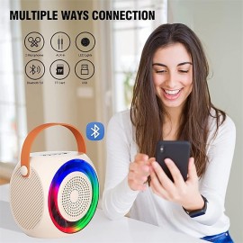 Mini Karaoke Machine for Kids Portable Bluetooth Karaoke Speaker with 2 Wilreless Microphones and Led Lights for Home Party Birthday Gifts for Boys/Girls
