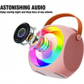 Mini Karaoke Machine for Kids Portable Bluetooth Karaoke Speaker with 2 Wilreless Microphones and Led Lights for Home Party Birthday Gifts for Boys/Girls
